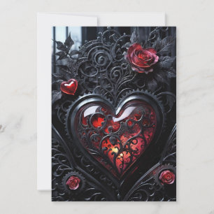 Gotische Steampunk Valentinstag Rot & Schwarz Zahn Feiertagskarte