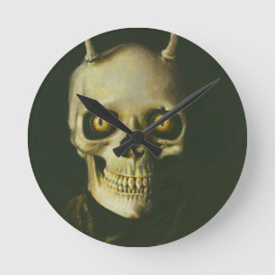 Gotische Teufel-Schädel-Uhr Runde Wanduhr