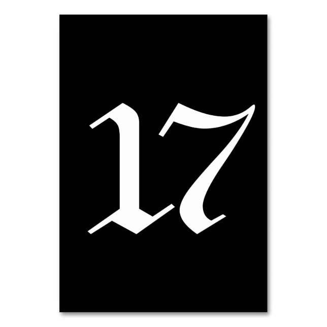 Gotische Typografie, Tischnummer (Vorderseite)