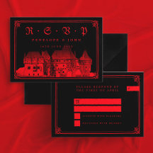 Gotische Vampir-Burg-Grenze Schwarz-Rot-Hochzeit