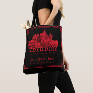 Gotische Vampir-Burg-Rand-Schwarz-Rot-Hochzeit