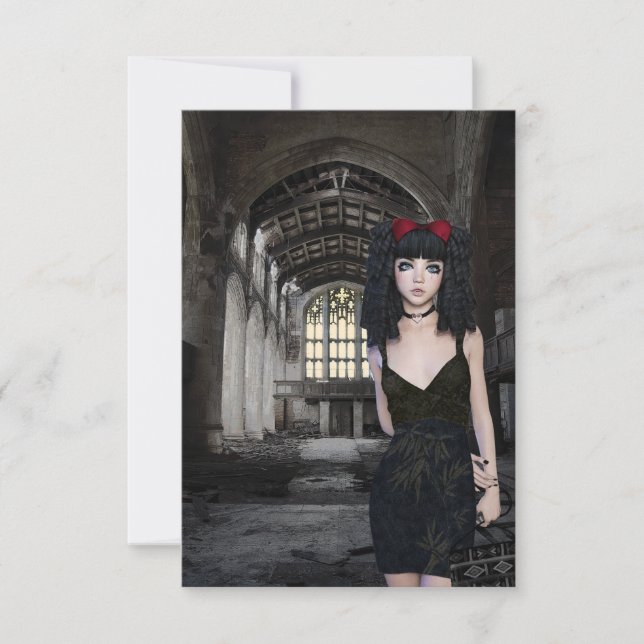 gotische Vampir schwarzes Kleid Mädchen Kirche (Vorderseite)