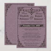 Gotische viktorianische Damast-Hochzeitseinladung