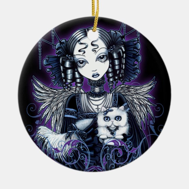 Gotische viktorianische Engels-Verzierung Keramik Ornament (Vorne)