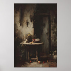 Gotische Wandkunst für das Esszimmer, Kerzenbeleuc Poster
