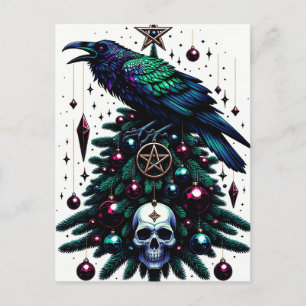 Gotische Weihnachten/Weihnachten Raven und Pentagr Postkarte
