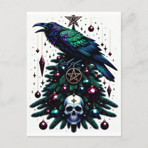 Gotische Weihnachten/Weihnachten Raven und Pentagr Postkarte