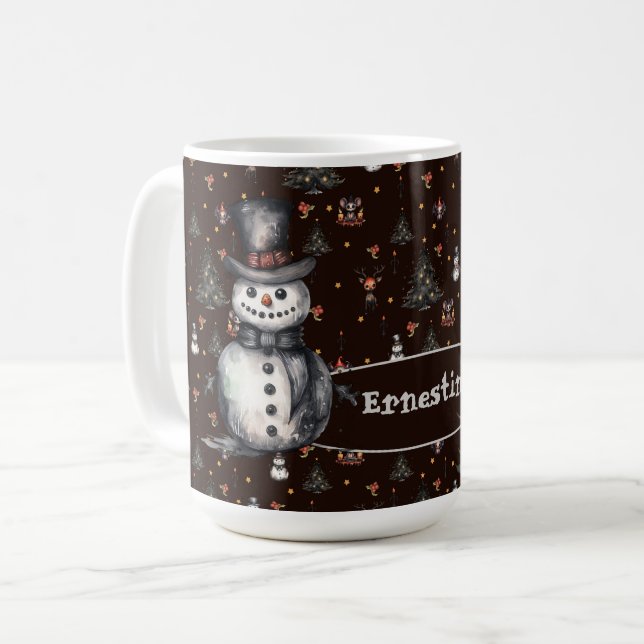 Gotische Weihnachtsbaum Creepy Snowmen Kaffeetasse (Vorderseite Links)