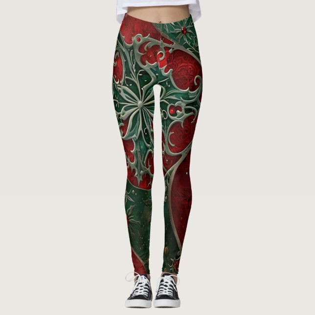 Gotische Weihnachtsbäume Leggings (Vorderseite)