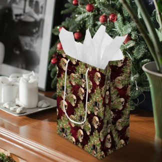 Gotische Weihnachtsbaumschädel und Lichter rot Mittlere Geschenktüte