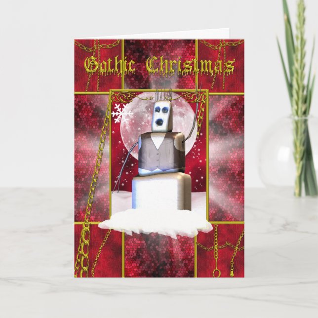 Gotische Weihnachtskarte mit gotischem Snoman Feiertagskarte (Vorderseite)