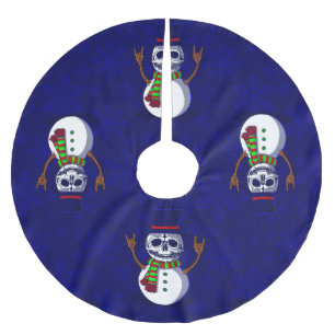 gotische Weihnachtskelette mit Schneemann-Gothmas- Polyester Weihnachtsbaumdecke