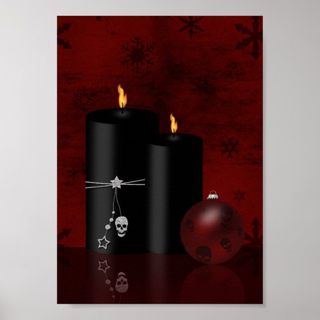 Gotische Weihnachtskerzen Ornament Poster (Vorne)