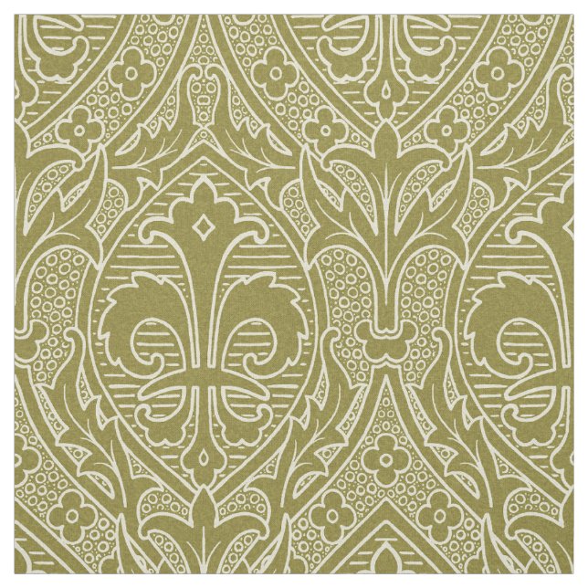 Gotische Wiederbelebung Fleur de Lys - Altes Gold Stoff (Muster)