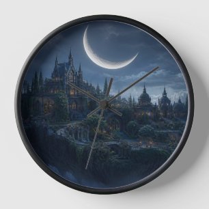 Gotische Zitadellen-Halbmond-Wanduhr Uhr