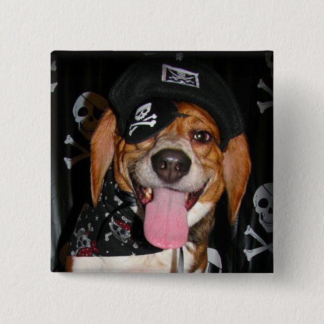 Gotischer Beagle-Piratenhundknopf Button (Vorderseite)