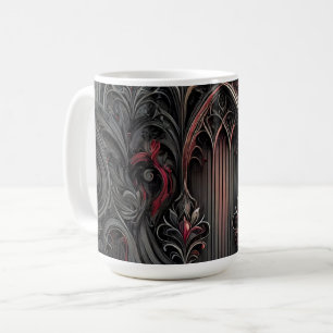 Gotischer Bögen Becher – Schwarze und rote Eleganz Kaffeetasse
