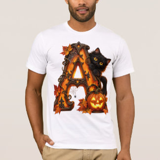 Gotischer Buchstabe A Halloween-Kürbis & schwarze T-Shirt
