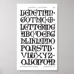 Gotischer Buchstabe-Typografie-Druck Poster
