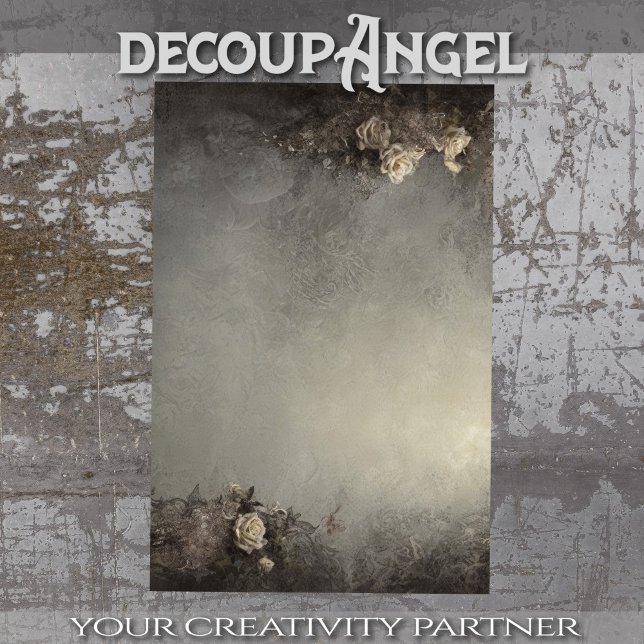 Gotischer Chic Hintergrund mit weißem Rosendekor Seidenpapier (Von Creator hochgeladen)