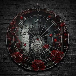 Gotischer Friedhof Rose Garten mit Rot und Schwarz Dartscheibe