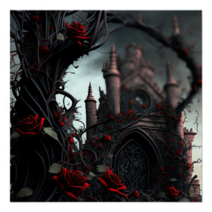 Gotischer Friedhof Rose Garten Poster