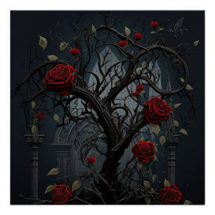 Gotischer Friedhof Rose Garten Poster