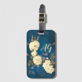 Gotischer Hintergrund der White Roses Wreath Gepäckanhänger