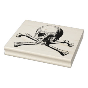 Gotischer Piratenschädel und Kreuzknochen Gummistempel