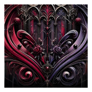 Gotischer Rosen-Glossy-Poster Poster