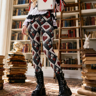 Gotischer roter und schwarzer barocker Herz-Fleur- Leggings