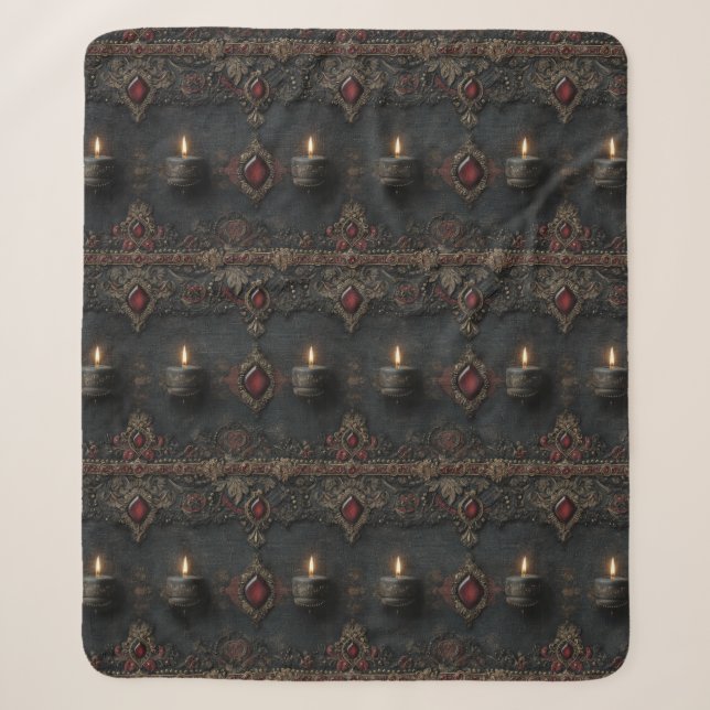 Gotischer Rubinkerzen-Teppich Sherpadecke (Vorderseite)
