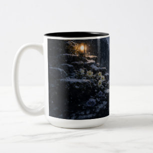 Gotischer Ruinenbogen Schwarzer Becher Beruhigen Zweifarbige Tasse
