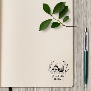 Gotischer Schädel Elegantes Vintages botanisches B Gummistempel