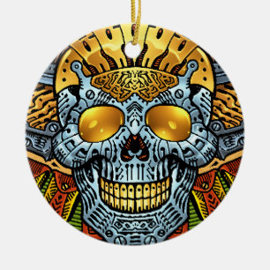 Gotischer Schädel mit Gewehren und Kugeln durch A Keramikornament