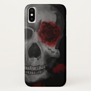 Gotischer Schädel und lebendige Rote Rosen Case-Mate iPhone Hülle