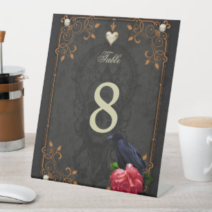 Gotischer Schädel und Raven. Sockelschild