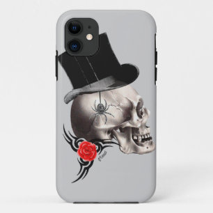 Gotischer Schädel und Tätowierungsstil der Rose Case-Mate iPhone Hülle