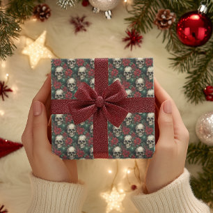 Gotischer Schädel Weihnachtswrapping Papier Skelet
