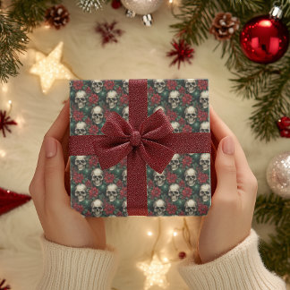 Gotischer Schädel Weihnachtswrapping Papier Skelet