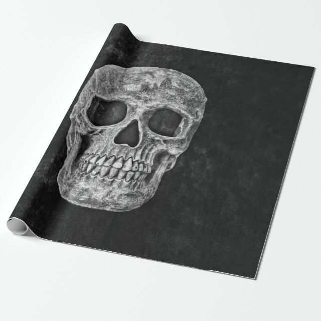 Gotischer Schmutz-Schädel Schwarzweiss Geschenkpapier (Ungerollt)