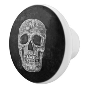 Gotischer Schmutz-Schädel Schwarzweiss Keramikknauf