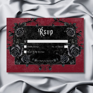 Gotischer Schwarzer Rabe & Rosen Burgunder Kein Ab RSVP Karte