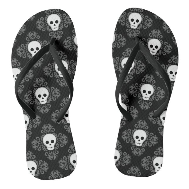 Gotischer Sommerschädel Halloween schmückend Flip Flops (Fußbett)
