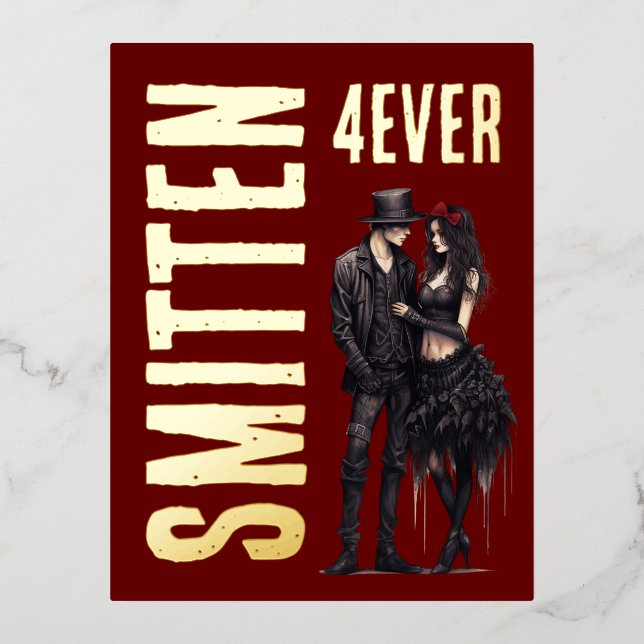 Gotischer Valentinstag Folien Feiertagspostkarte (Vorderseite)