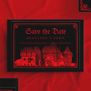 Gotischer Vampirburg Rand Schwarz Rot Hochzeit Save The Date