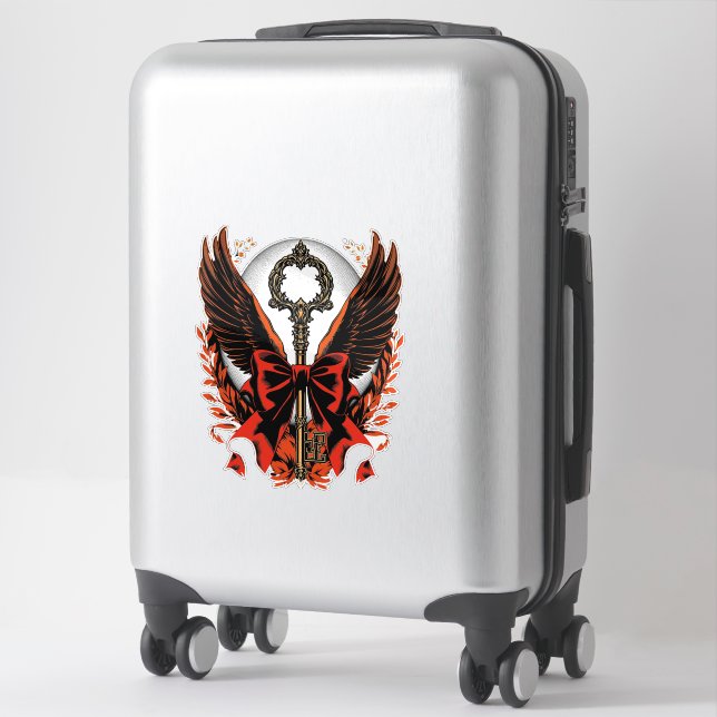 Gotischer Velvet-Bow-Schlüssel mit Flügeln & Mond Aufkleber (Koffer)