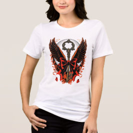 Gotischer Velvet-Bow-Schlüssel mit Flügeln & Mond Tri-Blend Shirt