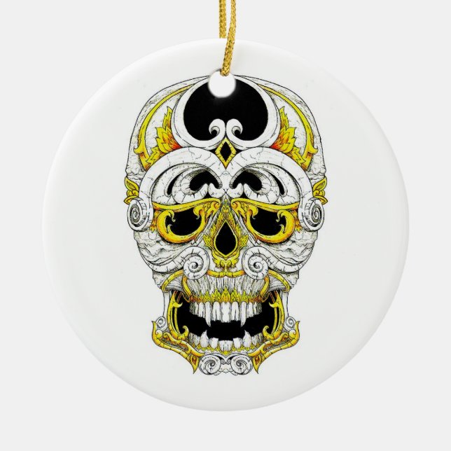 Gotischer Verzierungsschädel des coolen Keramik Ornament (Vorne)