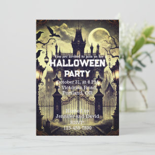 Gotischer viktorianischer Spukhaus-Vintage-Hallowe Einladung